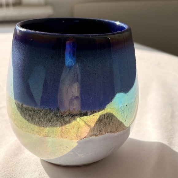 Meritage Blue Luster Reactive Glaze Stoneware 4.5" Mug - Picture 3 of 6